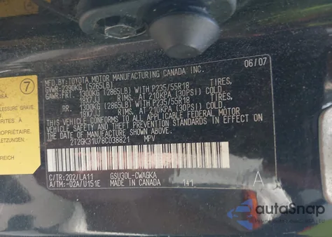 2008 Lexus Rx z USA, uszkodzony, nr VIN 2T2GK31U78C038821